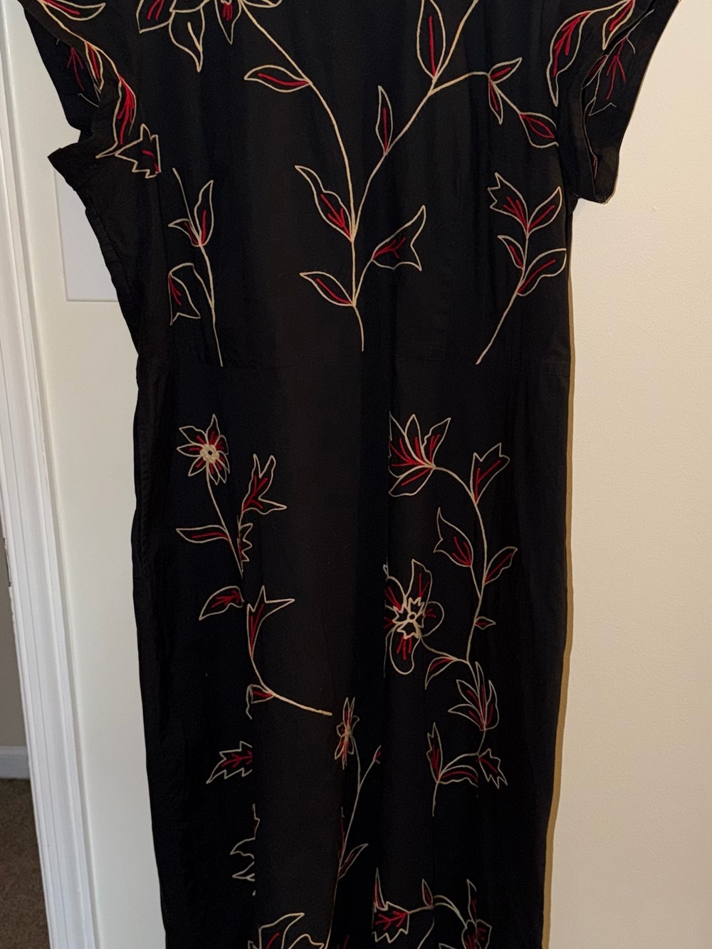 Wayward Fancies eShakti Custom Black Floral Embroidered Maxi Dress Plus Size